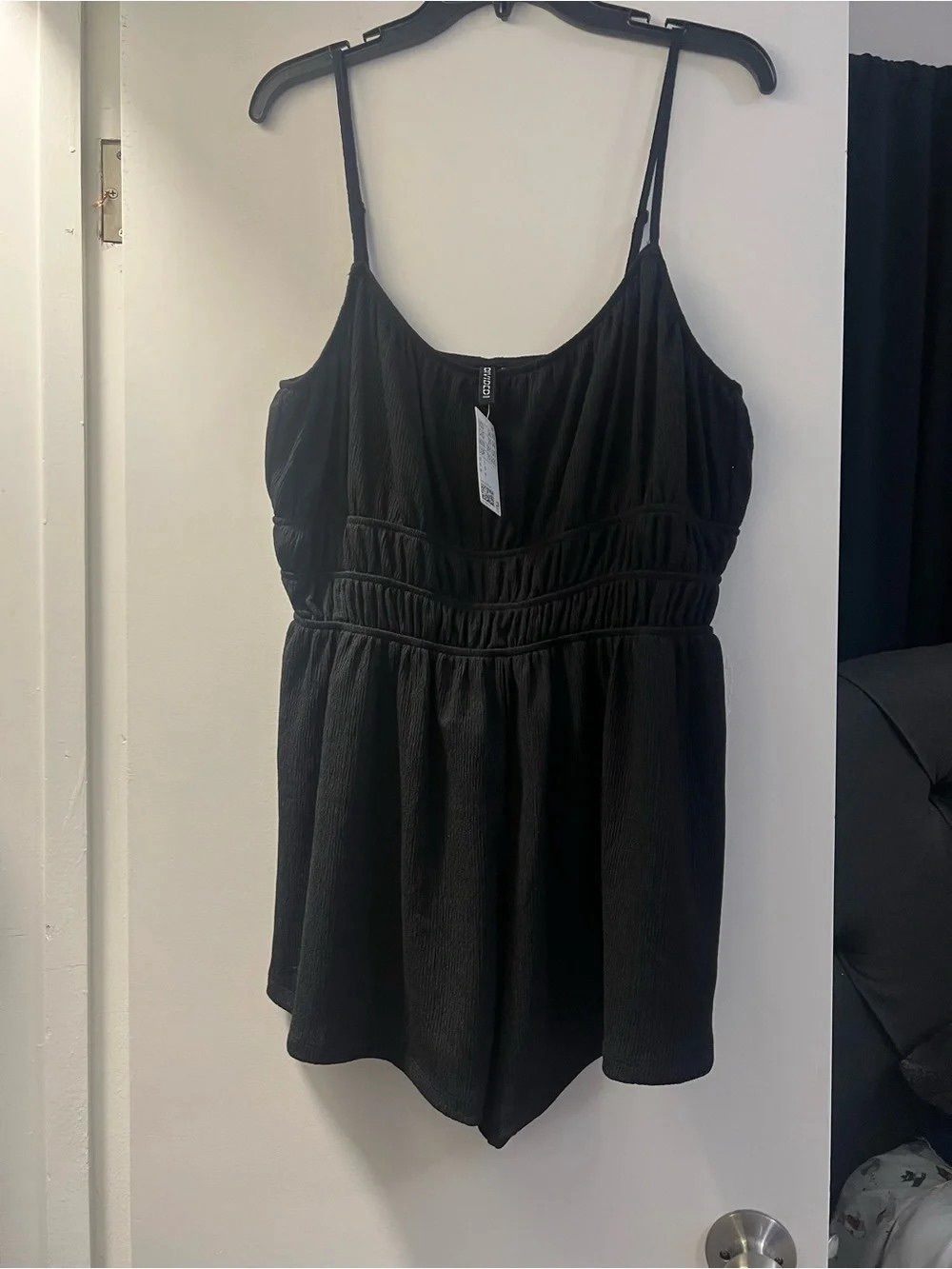 Black Women's Smocked Waist Cami Romper